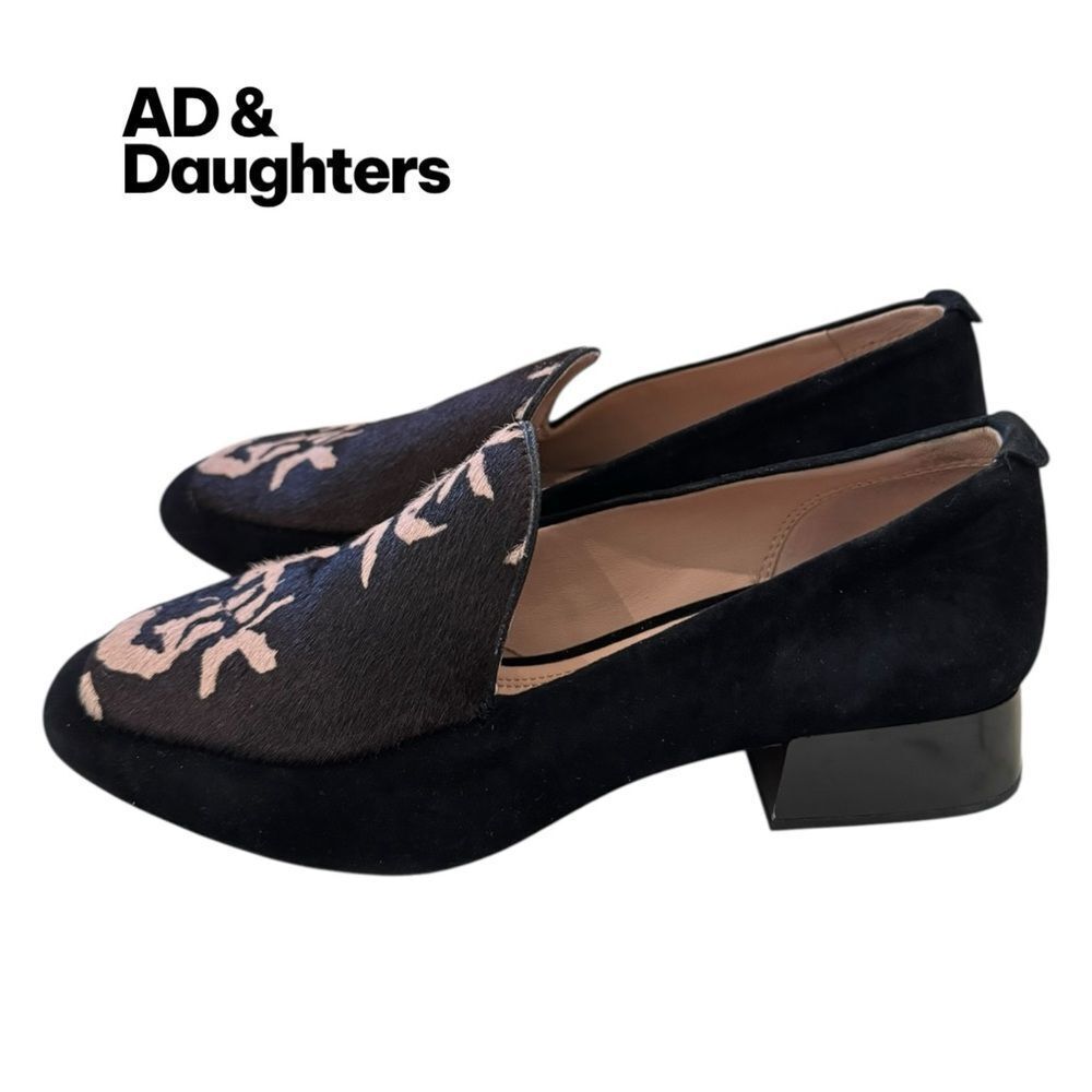 Anthropologie AD & Daughters Greyan Block Heel Calf Hair Loafers 6